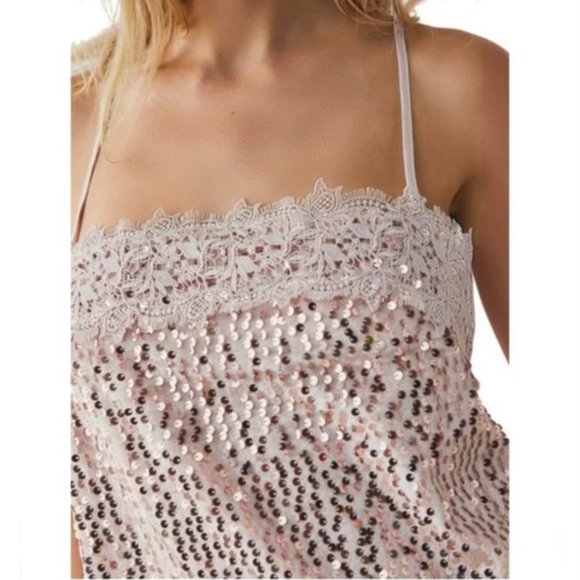 Free People Sequin and Lace That Girl Mini Dress NWT - Picture 4 of 7